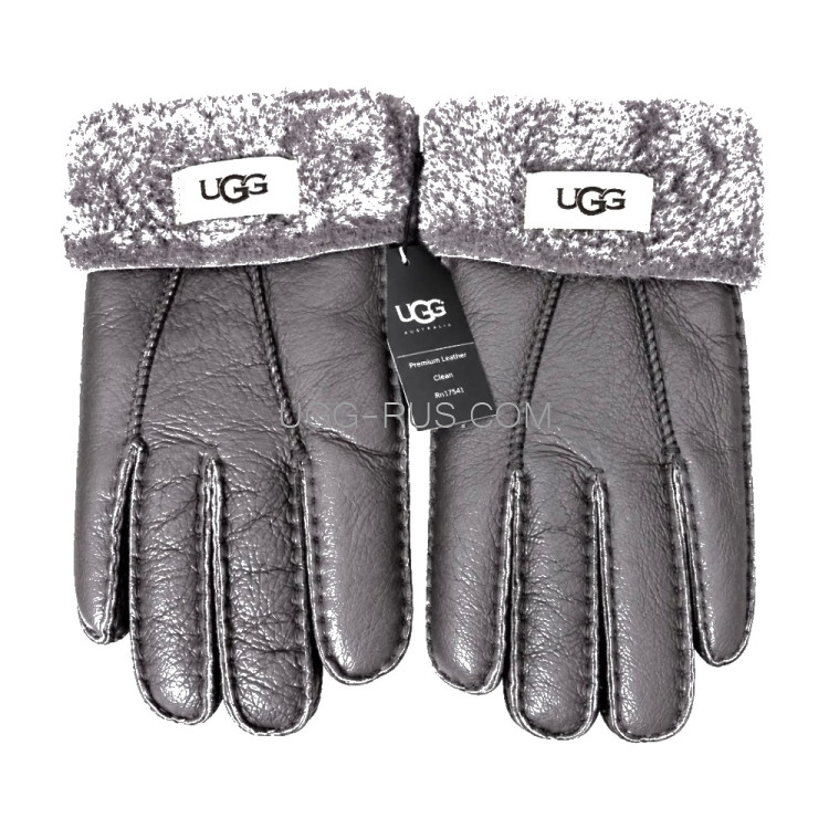 Перчатки UGG кожаные Grey Fur