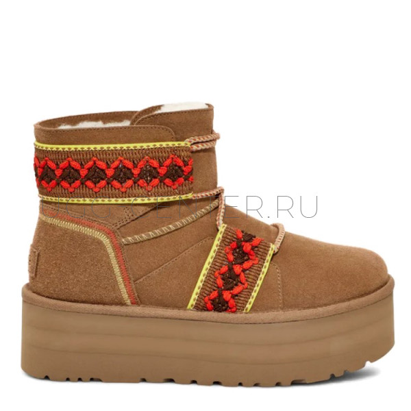 UGG Classic Mini II Braid Platform Chestnut